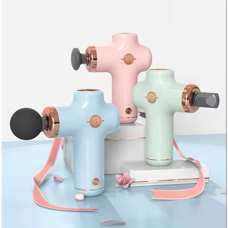Massage Gun - 4つのマッサージヘッドを備えたハンドヘルドミニマッサージガン、USB充電式、ボディマッスルリラクゼーション用小型ポータブルデザイン