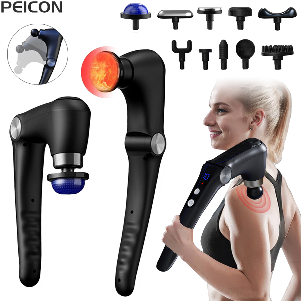 Massage Gun - 筋膜マッサージガン肩マッサージ機電気筋肉マッサージガン高周波バックウエストネックボディマッサージハンドル付き