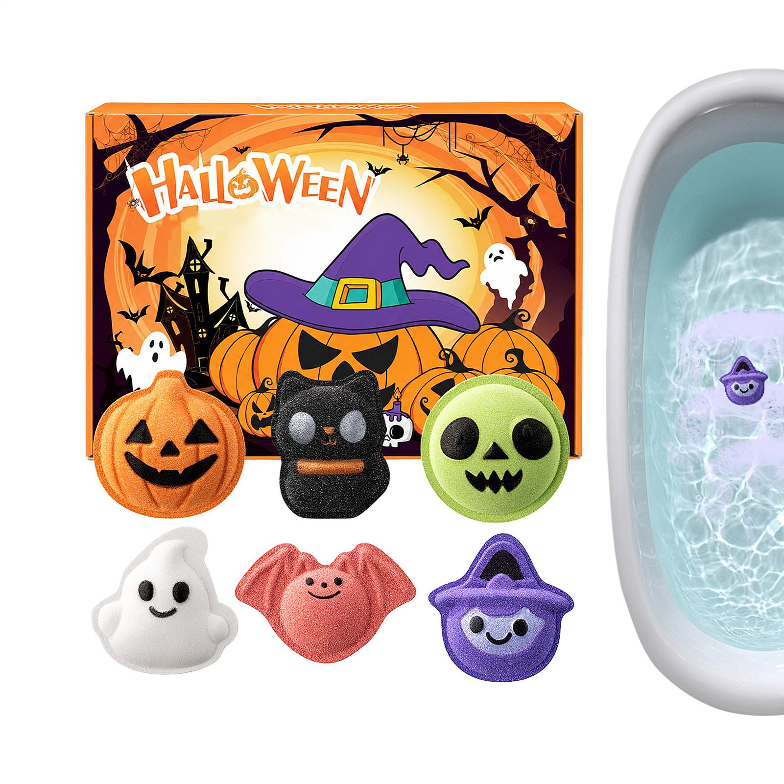 Bath Salts - ハロウィーンのバスボールセット、6個入り、奇抜な形、カボチャ、お化け、コウモリ、魔女、猫のバスボールセット、ハロウィーンの男の子と女の子へのプレゼント。