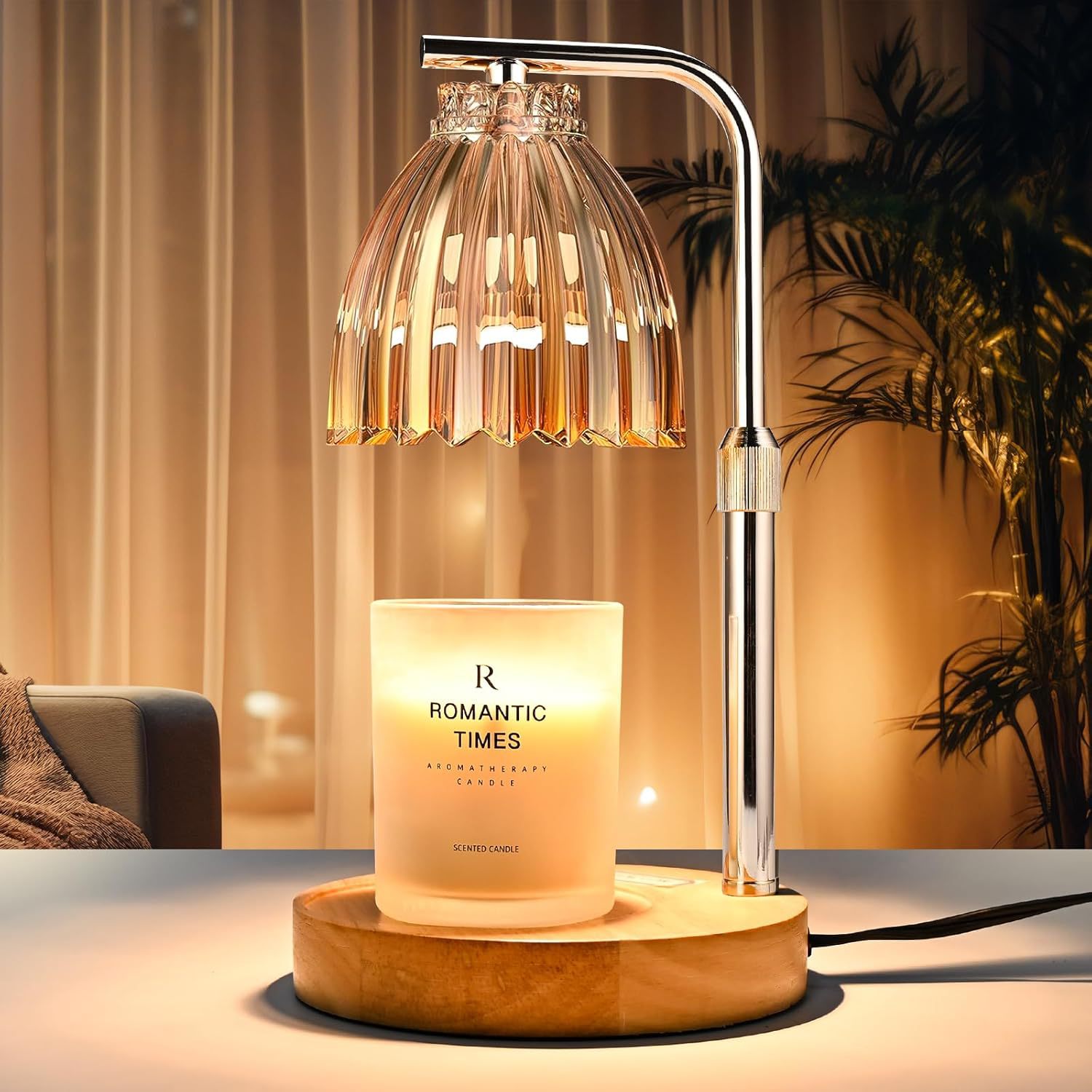 Wax Warmer - 高さ調節可能なアロマワックスメルター、タイマー付き調光式キャンドルヒーターランプ、ホームデコレーション用アンビエントテーブルランプ