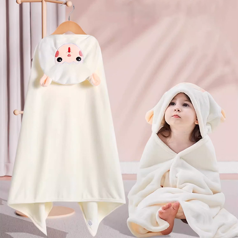 Spa Towel - 可愛い漫画柄のコーラルフリース素材の着る毛布、柔らかく快適で吸水性に優れた子供用バスタオル