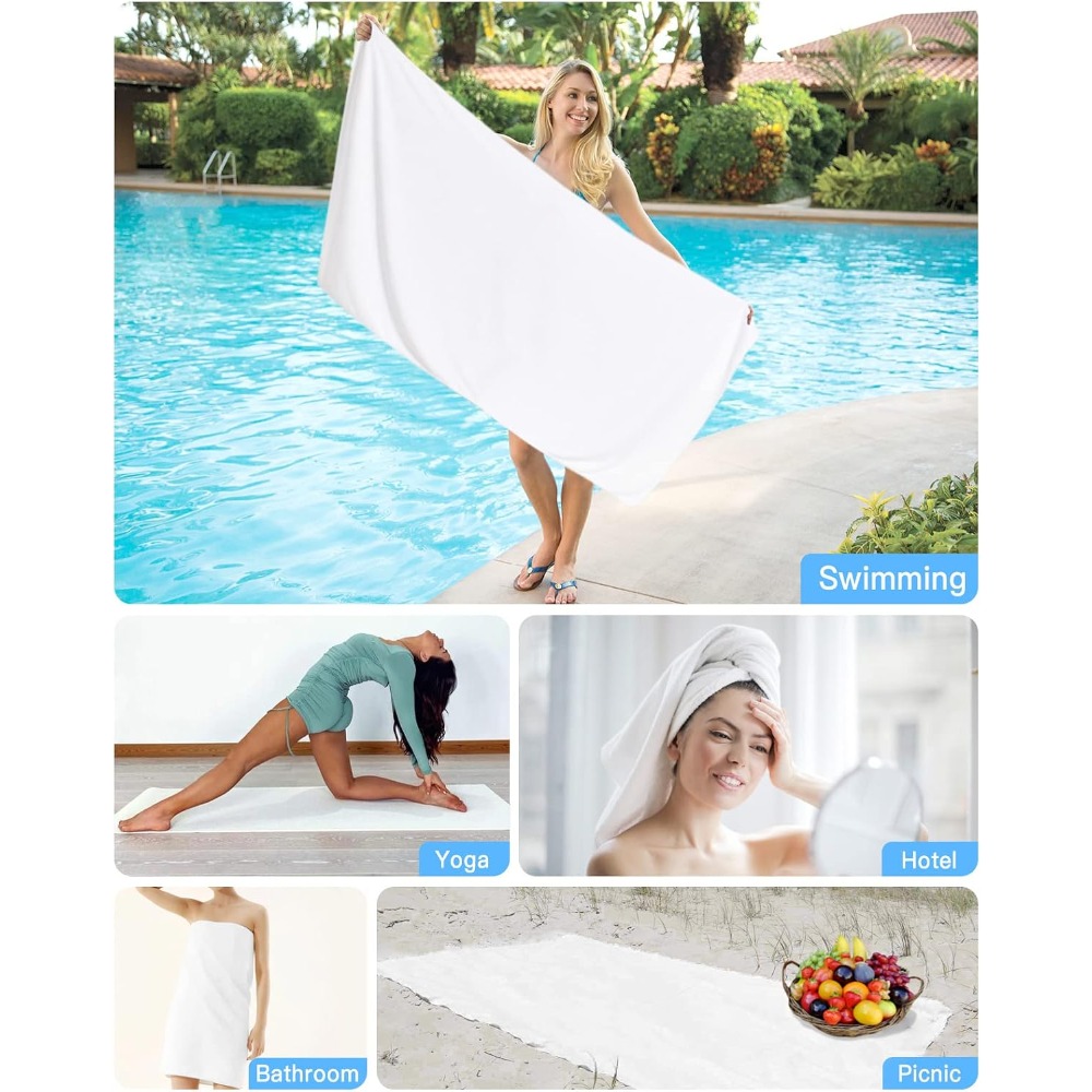 1枚入りビーチタオル 純白タオル ビーチ、お風呂、プール、ジ - Spa Towel のレビューと価格