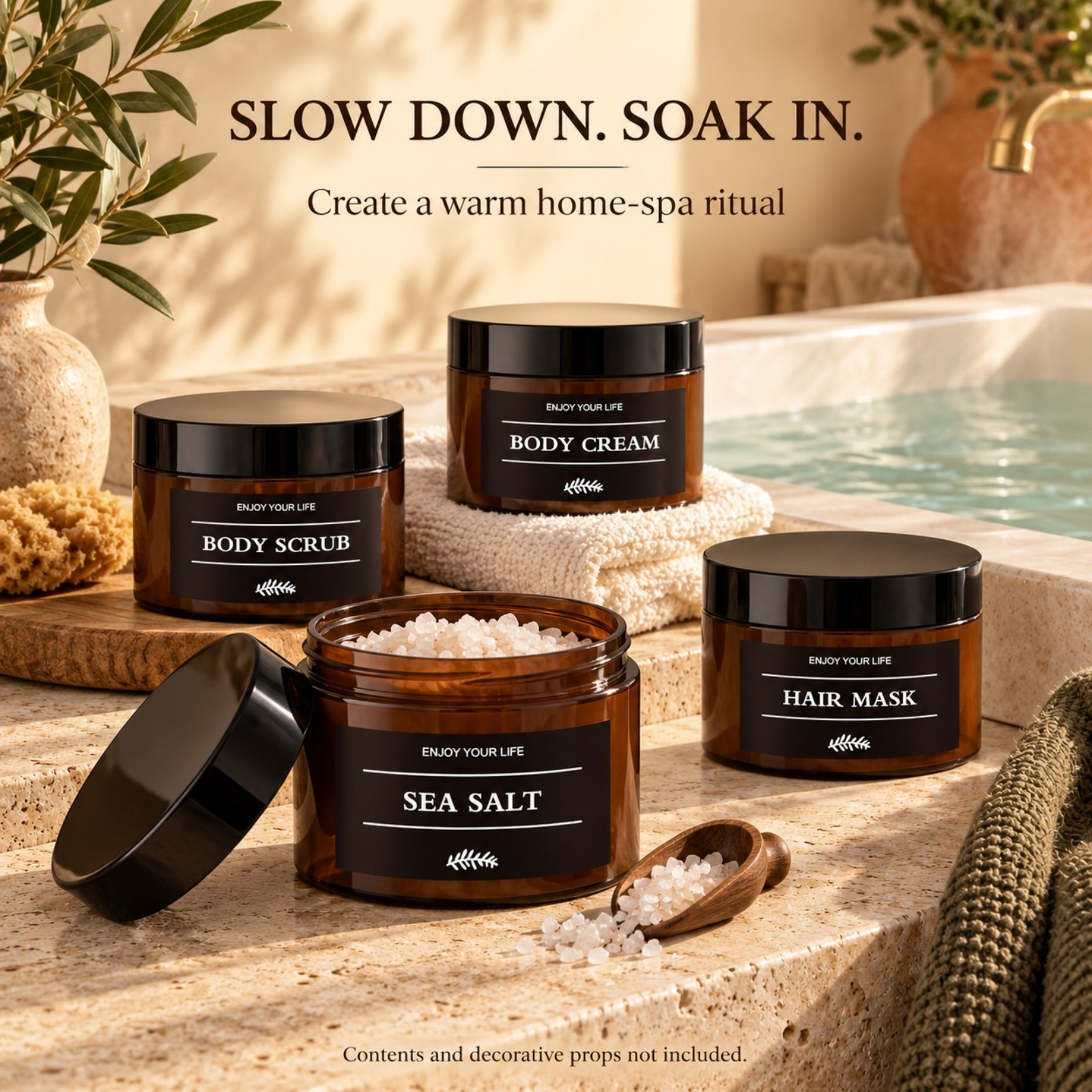 ラベル付きの浴室用収納瓶。スパ用プラスチック製の容器で、ボデ - Bath Salts のレビューと価格
