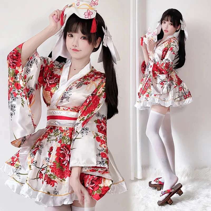 日本語修正着物ドレス女性のためのバスローブ夏コスプレ衣装アニ - Bathrobe のレビューと価格