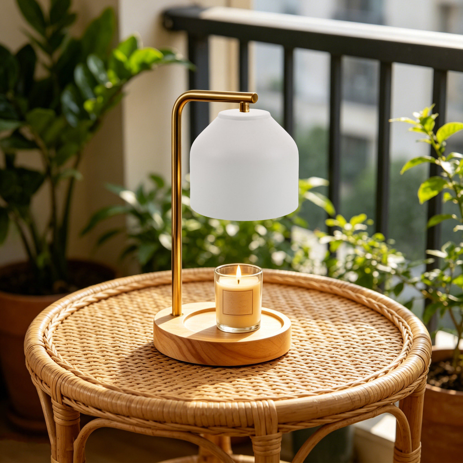 暖色系のランプシェード、レトロ調の金属製、アロマワックスウォ - Wax Warmer のレビューと価格