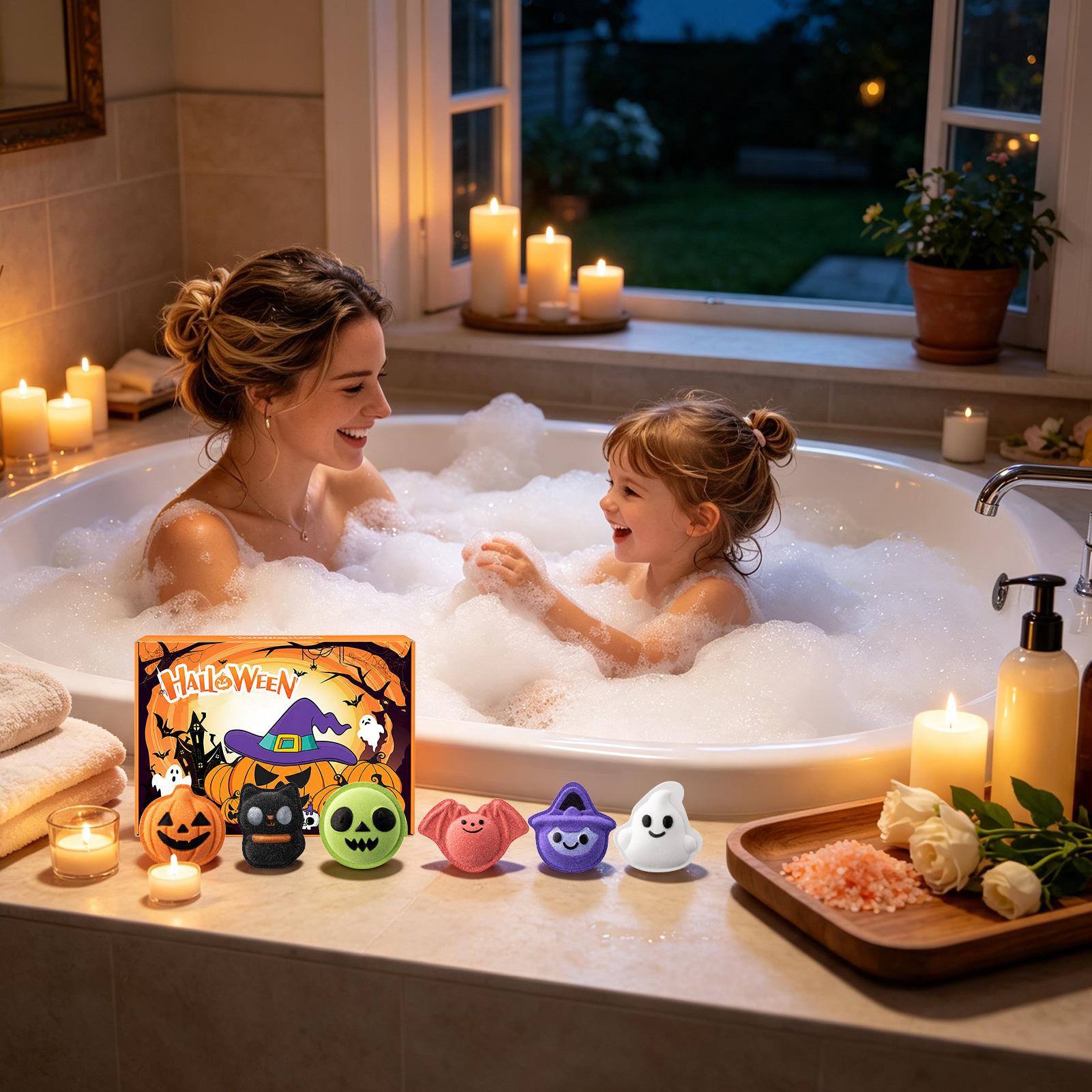 ハロウィーンのバスボールセット、6個入り、奇抜な形、カボチャ - Bath Salts のレビューと価格