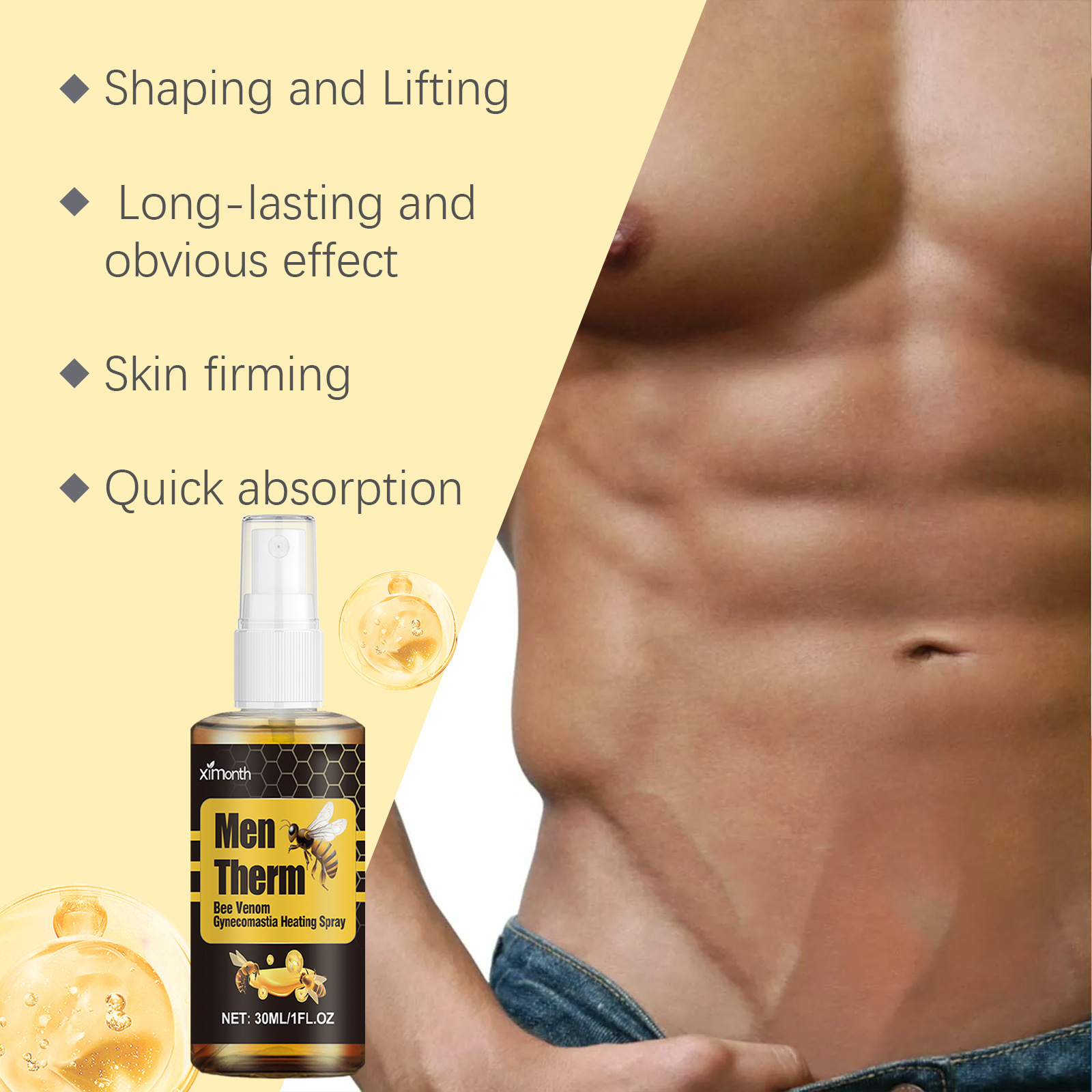 蜂毒入り男性乳房肥大症用温熱オイルスプレー 温感緩和 血流促 - Body Oil のレビューと価格