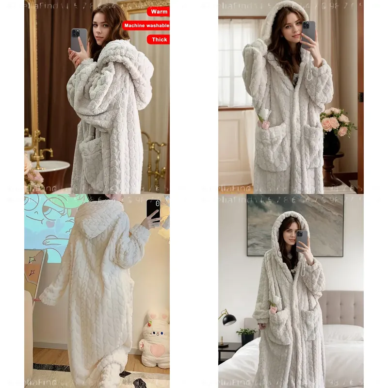 レディースフランネルローブ 秋冬用 コーラルフリース ロング - Bathrobe のレビューと価格